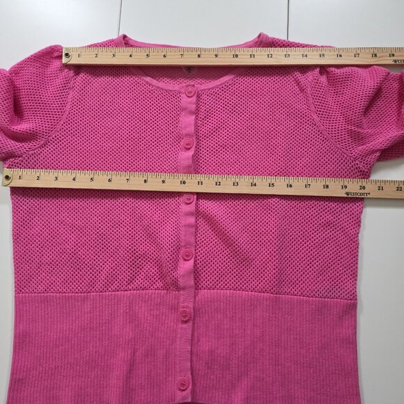 Bianca Nygard Cardigan Womens XL Hot Pink SS Button Up Round Neck Boho Open Knit - Picture 4 of 13